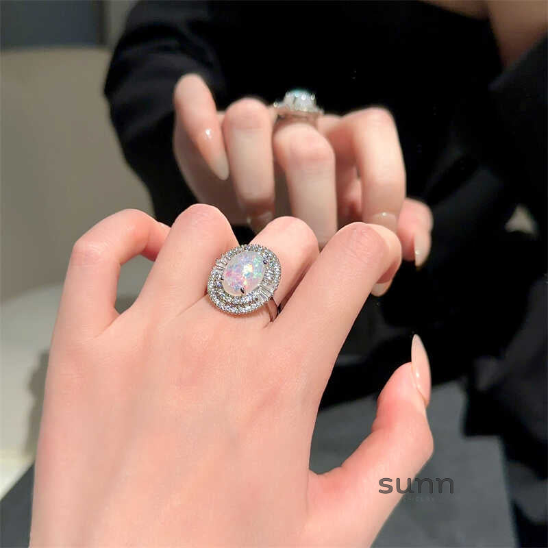 Brea Zircon Opal Halo Ring [7F6ZX4CU]