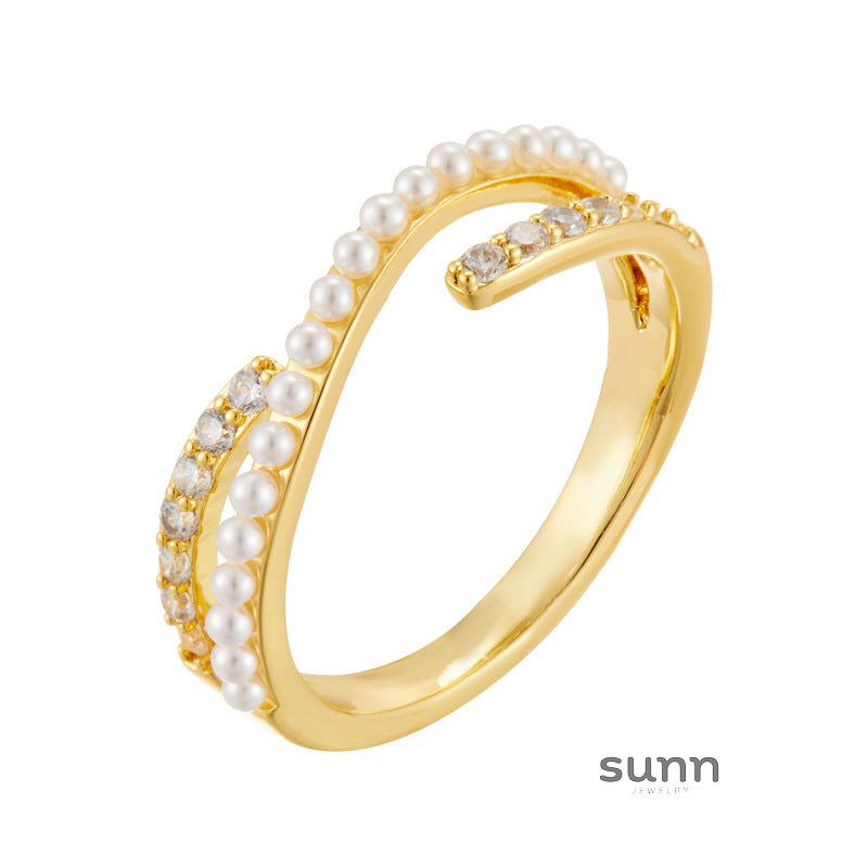 Brecklynn Pearl Cross Ring [C02HX99C]