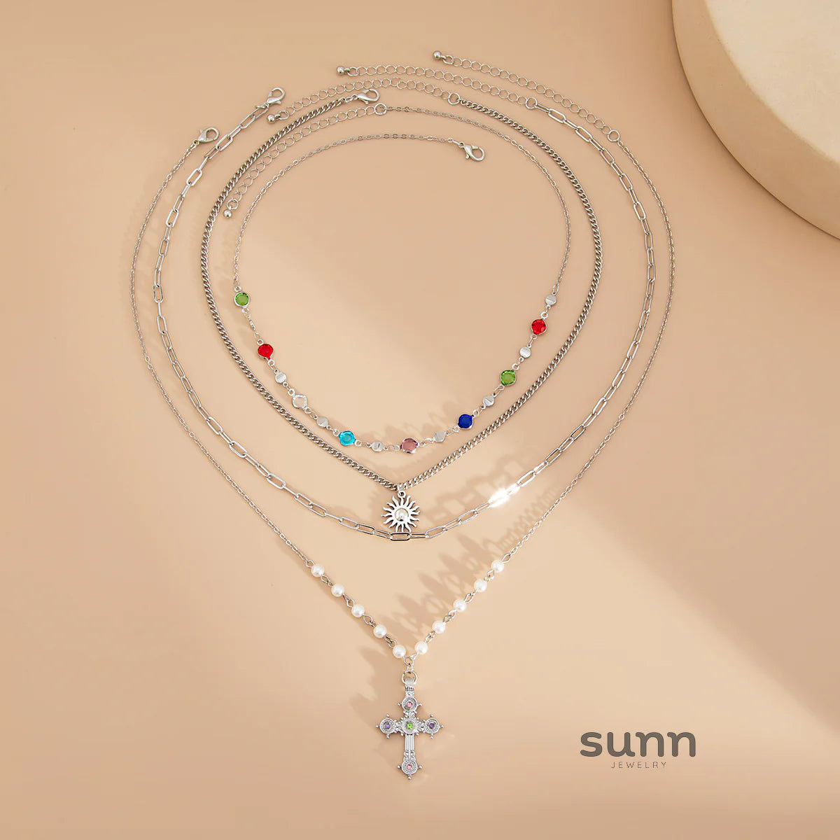 Breckyn Layered Cross Necklace Set
