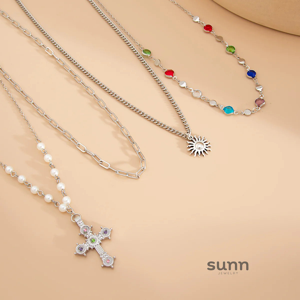 Breckyn Layered Cross Necklace Set