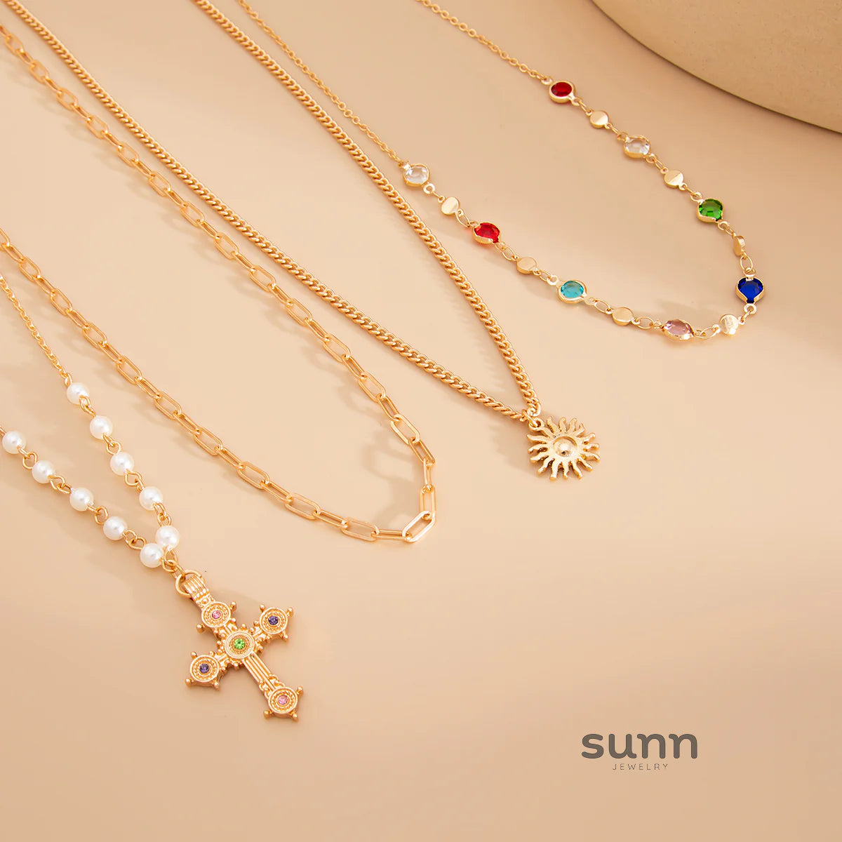 Breckyn Layered Cross Necklace Set