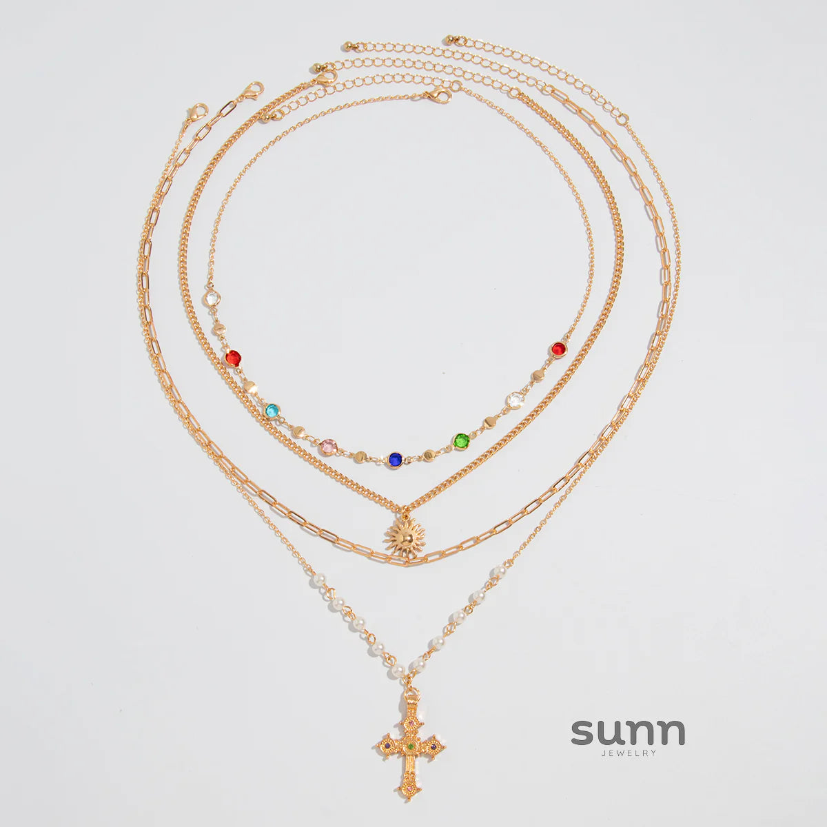 Breckyn Layered Cross Necklace Set