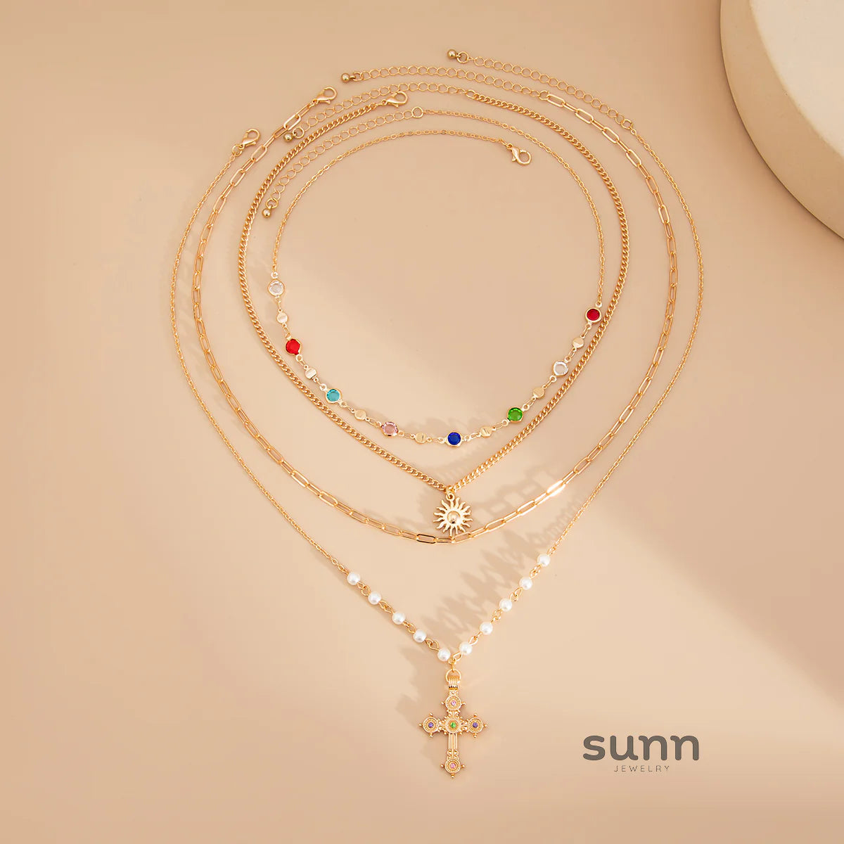 Breckyn Layered Cross Necklace Set