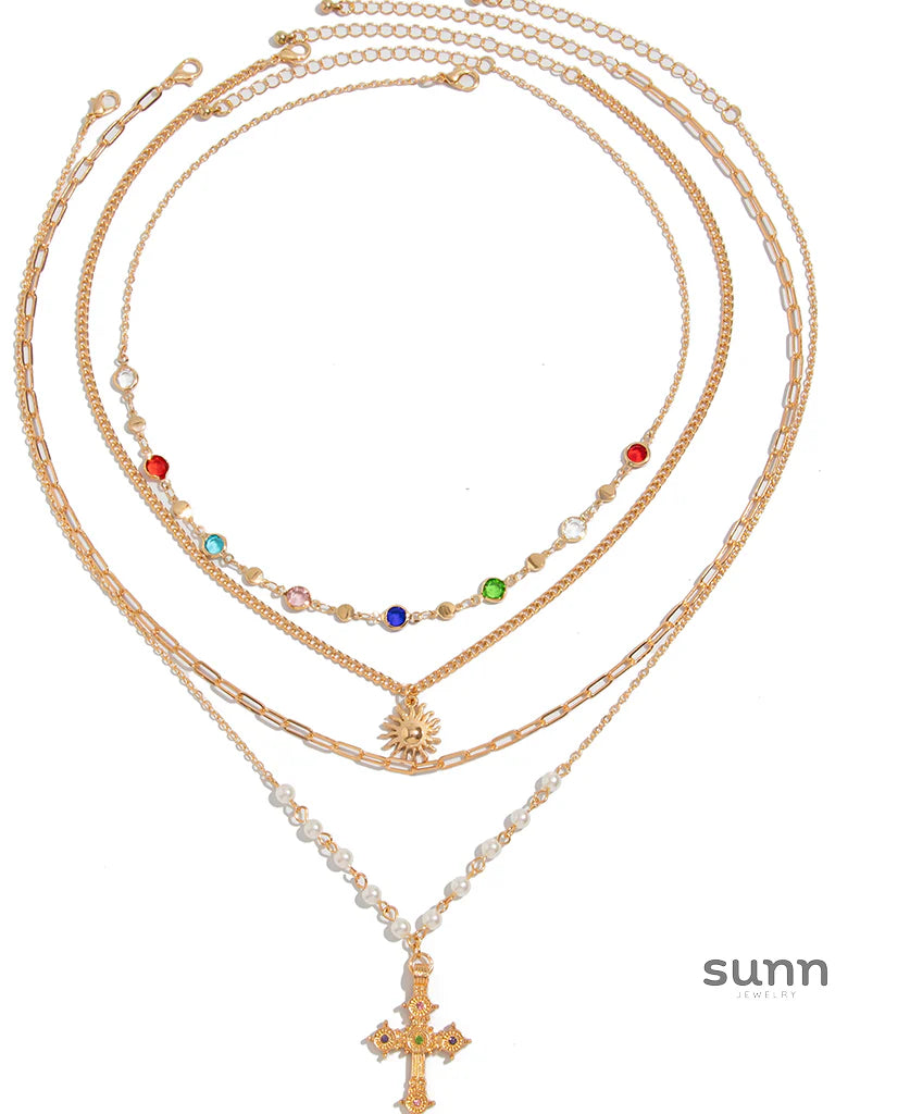 Breckyn Layered Cross Necklace Set