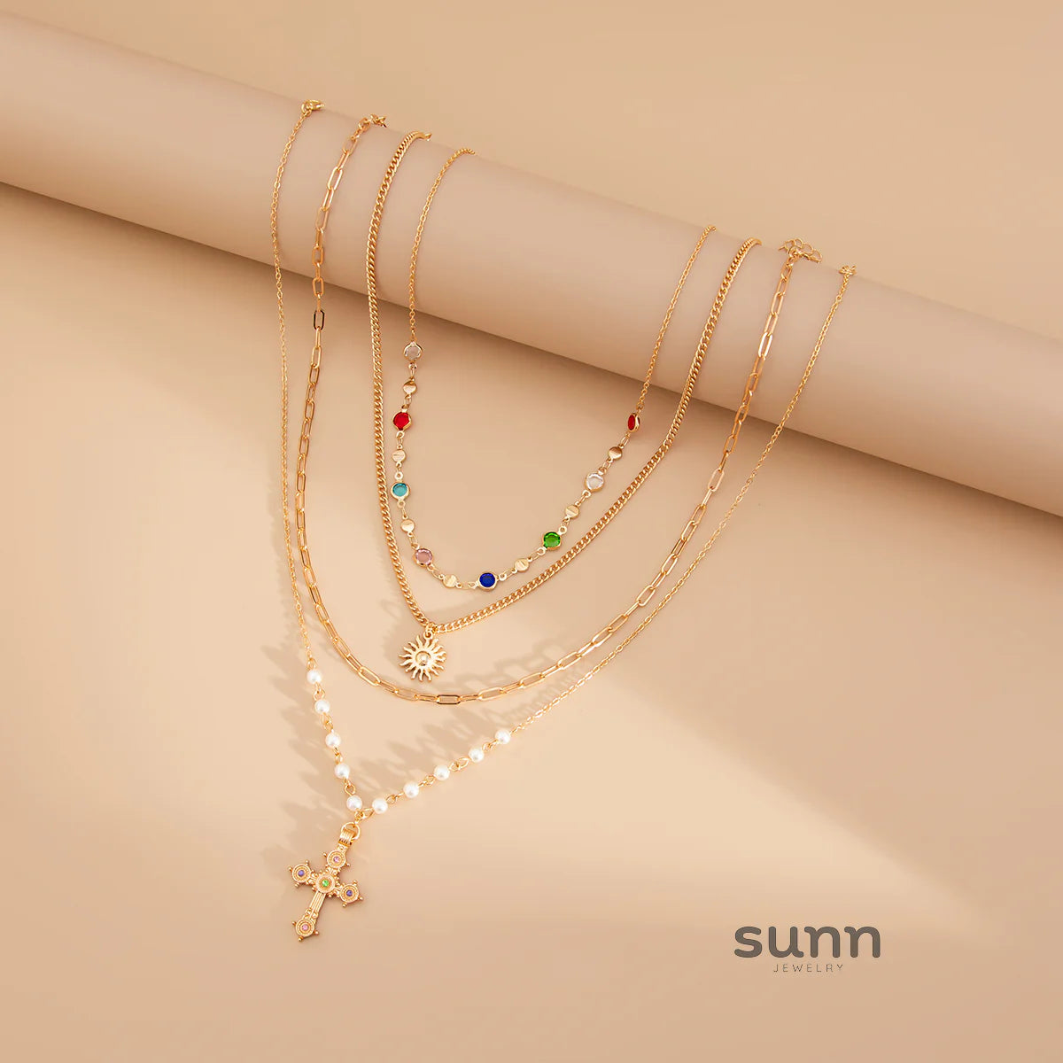 Breckyn Layered Cross Necklace Set
