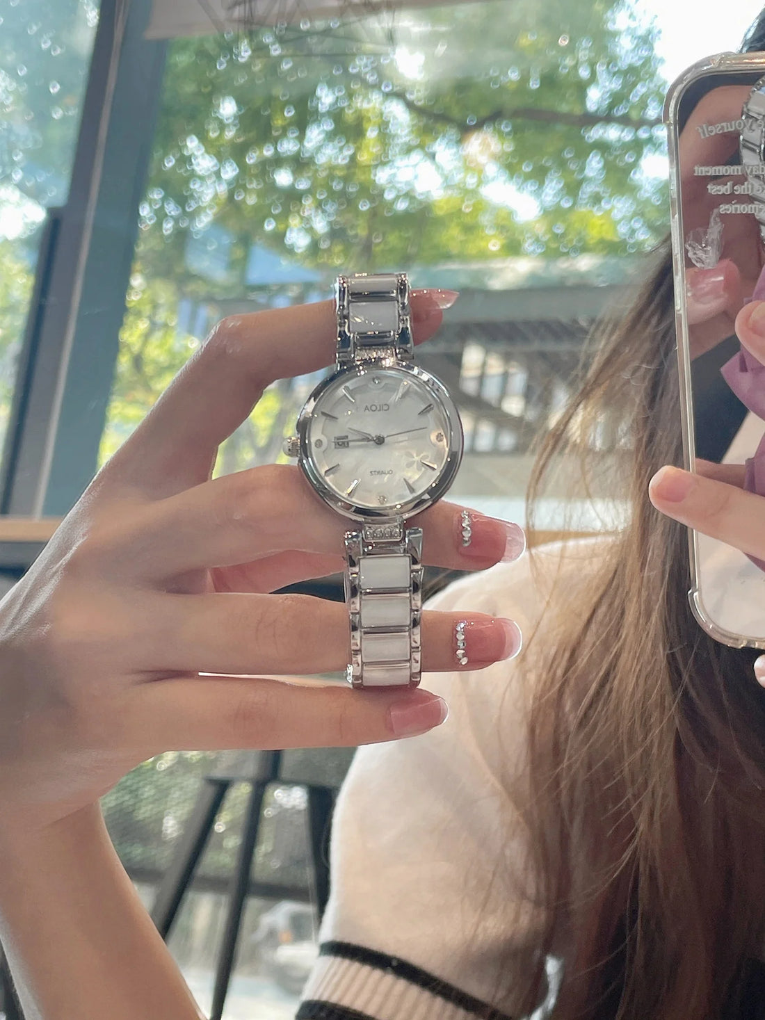 Brenleigh Elegant Ceramic Watch - Ceramic White & Silver