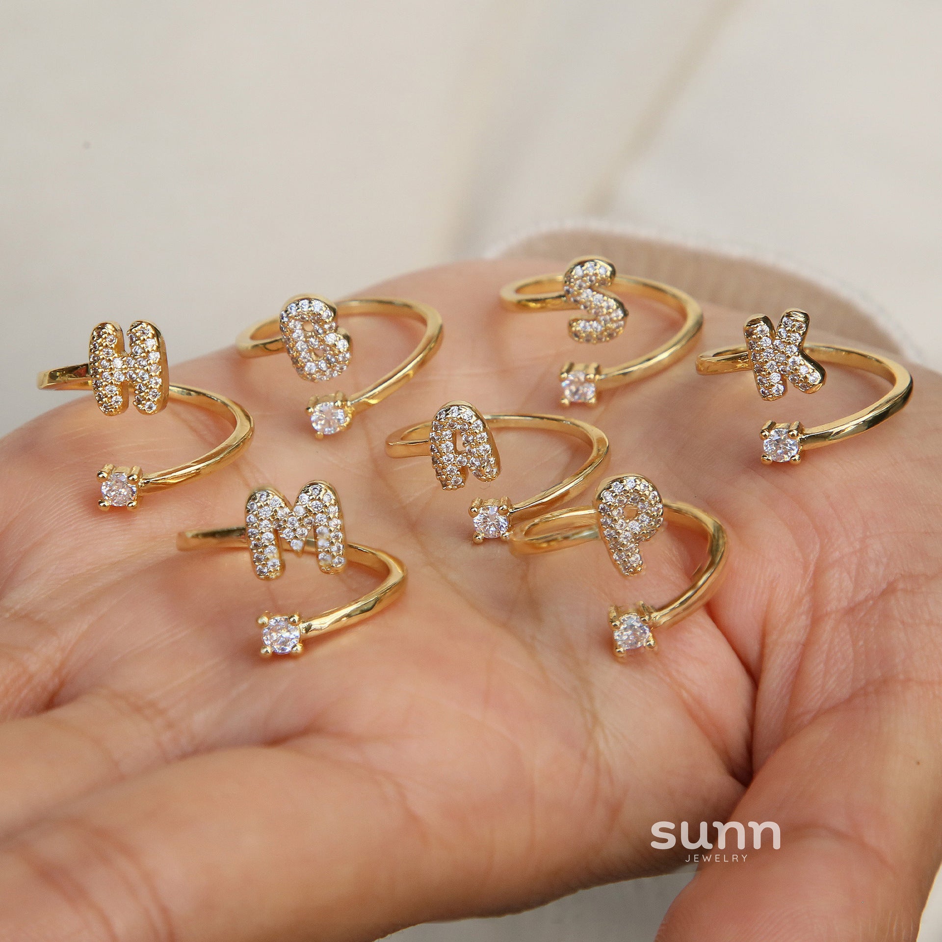Brenna Bubble Initial Ring [ZD717LOR]