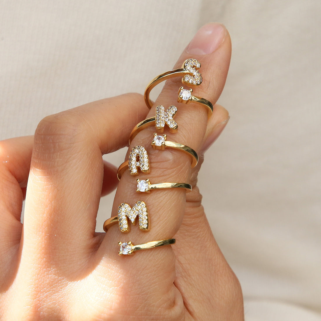 Brenna Bubble Initial Ring [GR39AB8I]