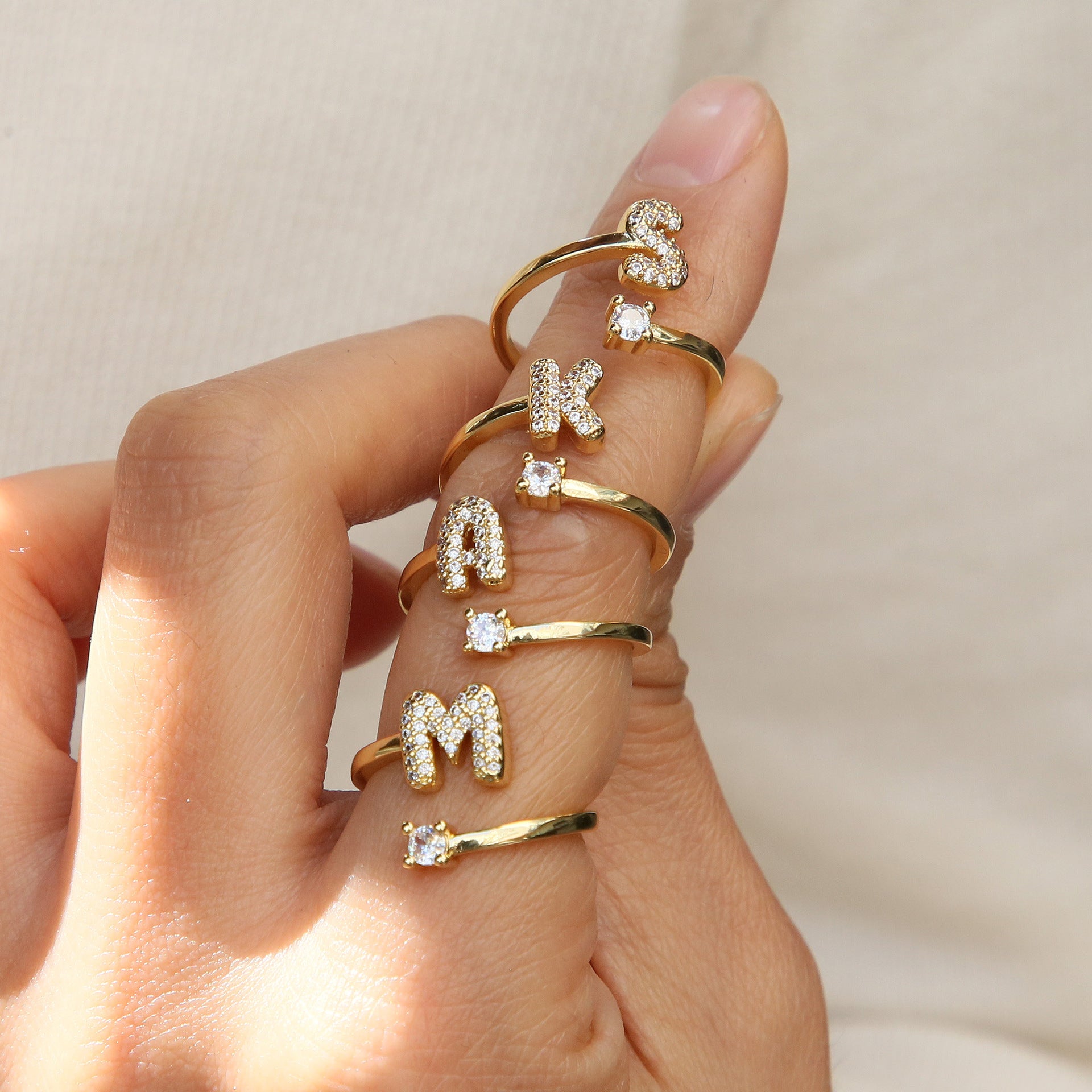 Brenna Bubble Initial Ring [GR39AB8I]