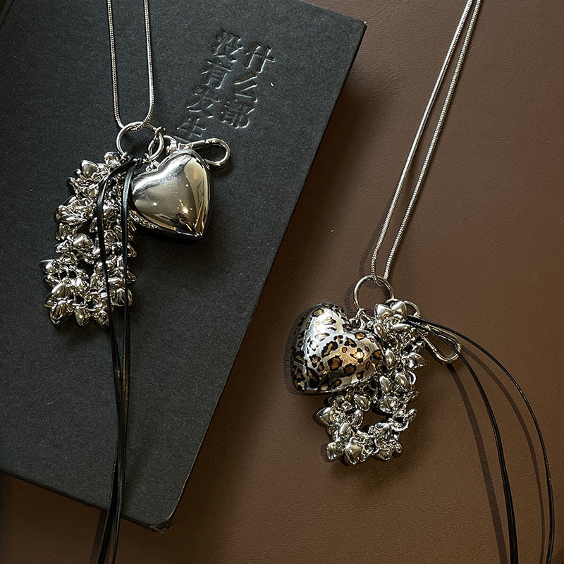 Brianny Leopard Heart Tassel Necklace [XYJ3W63O]