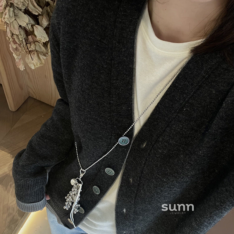 Brianny Leopard Heart Tassel Necklace [XYJ3W63O]