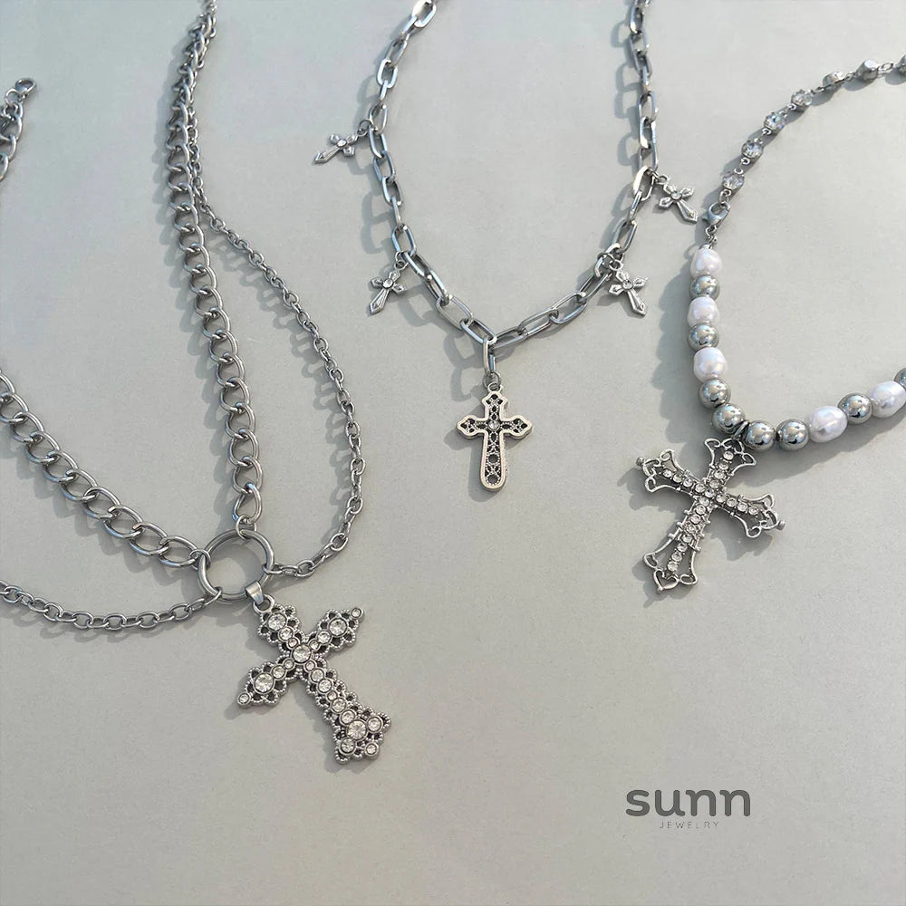 Bridget Pearl Cross Necklace