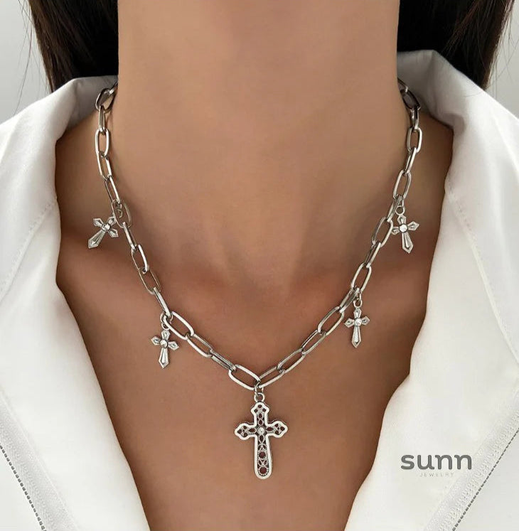 Bridget Pearl Cross Necklace
