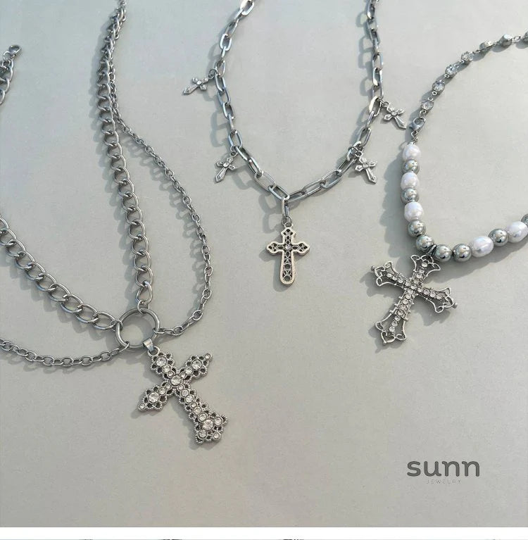 Bridget Pearl Cross Necklace
