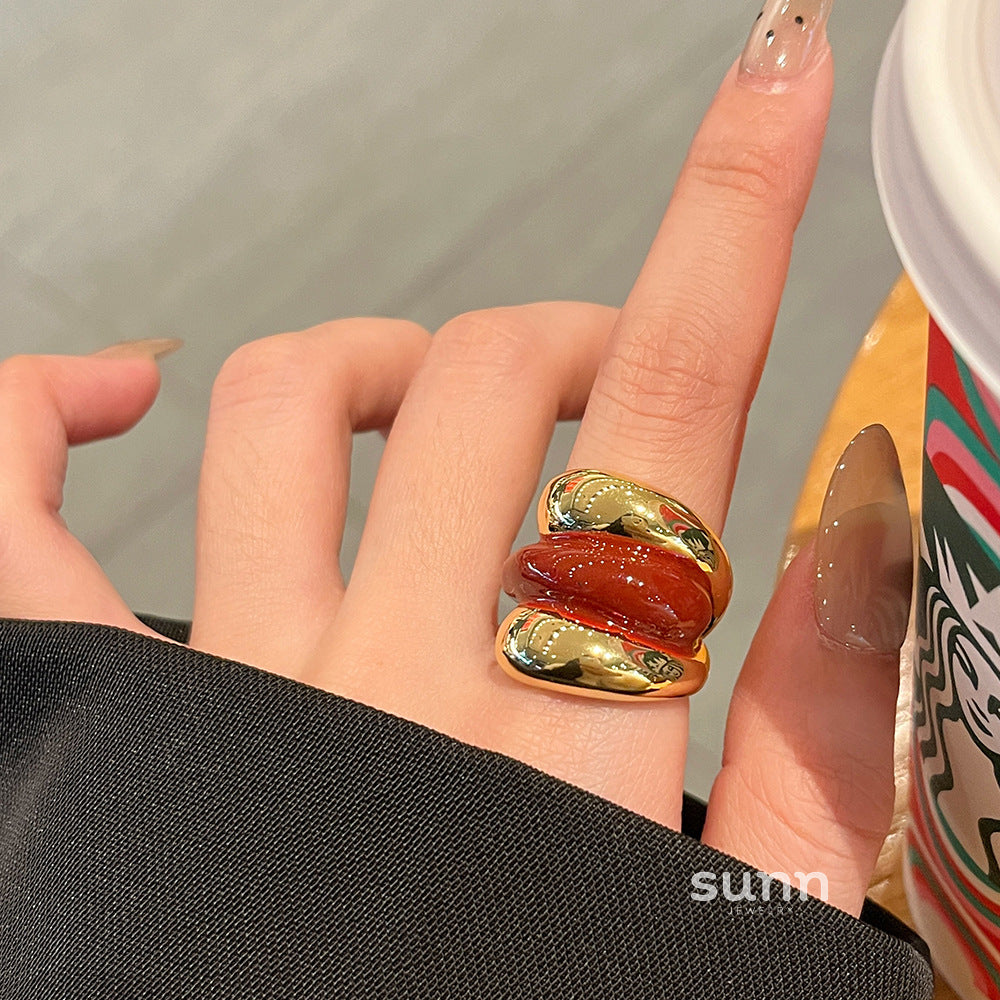 Briel Contrasting Glaze Ring [2S4KL3WI]