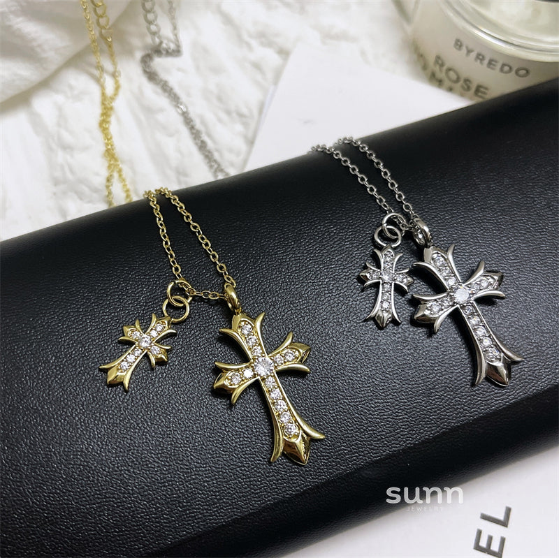 Brigitte Vintage Double Cross Necklace