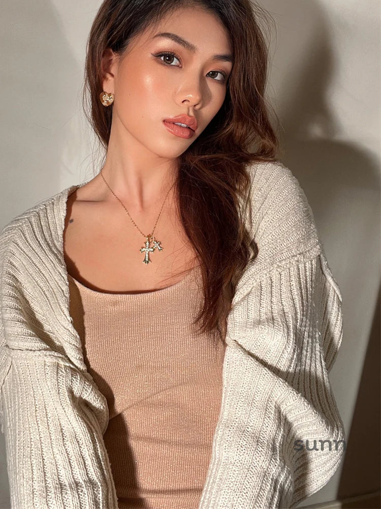 Brigitte Vintage Double Cross Necklace