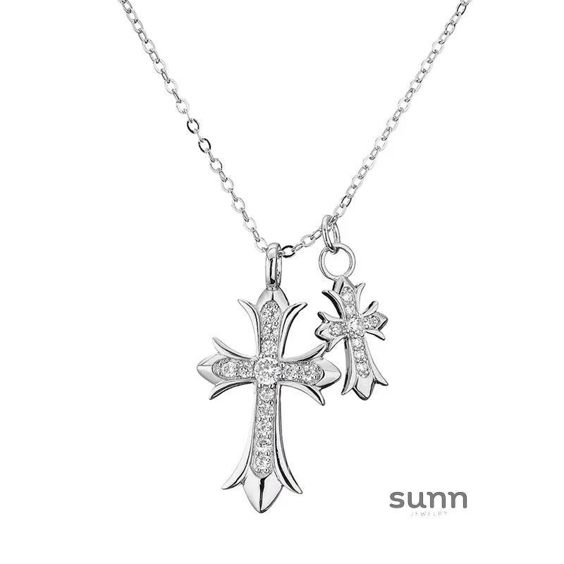 Brigitte Vintage Double Cross Necklace