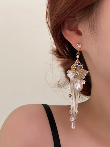 Brinlee Sparkling Tassel Earrings [X96C8FR2]