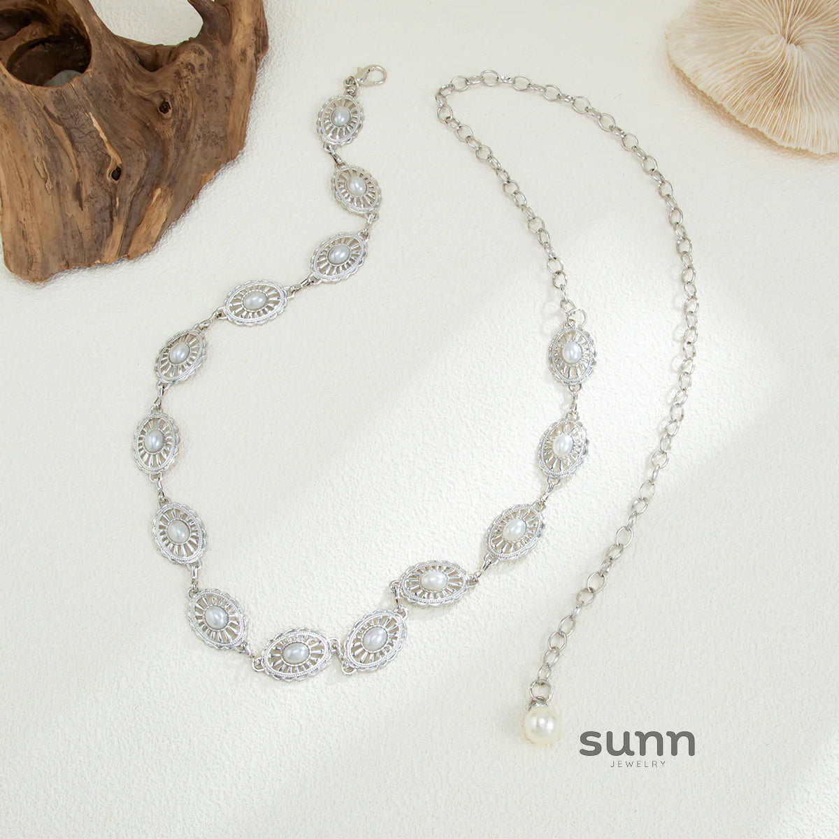 Brissa Faux Pearl Turquoise Waist Chain