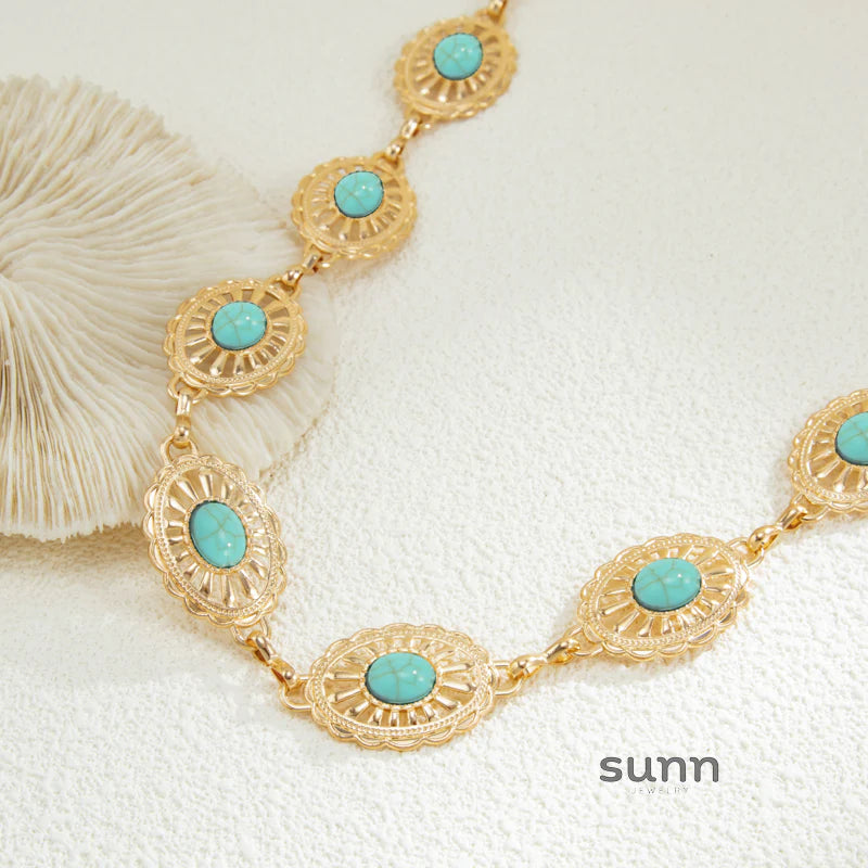 Brissa Faux Pearl Turquoise Waist Chain