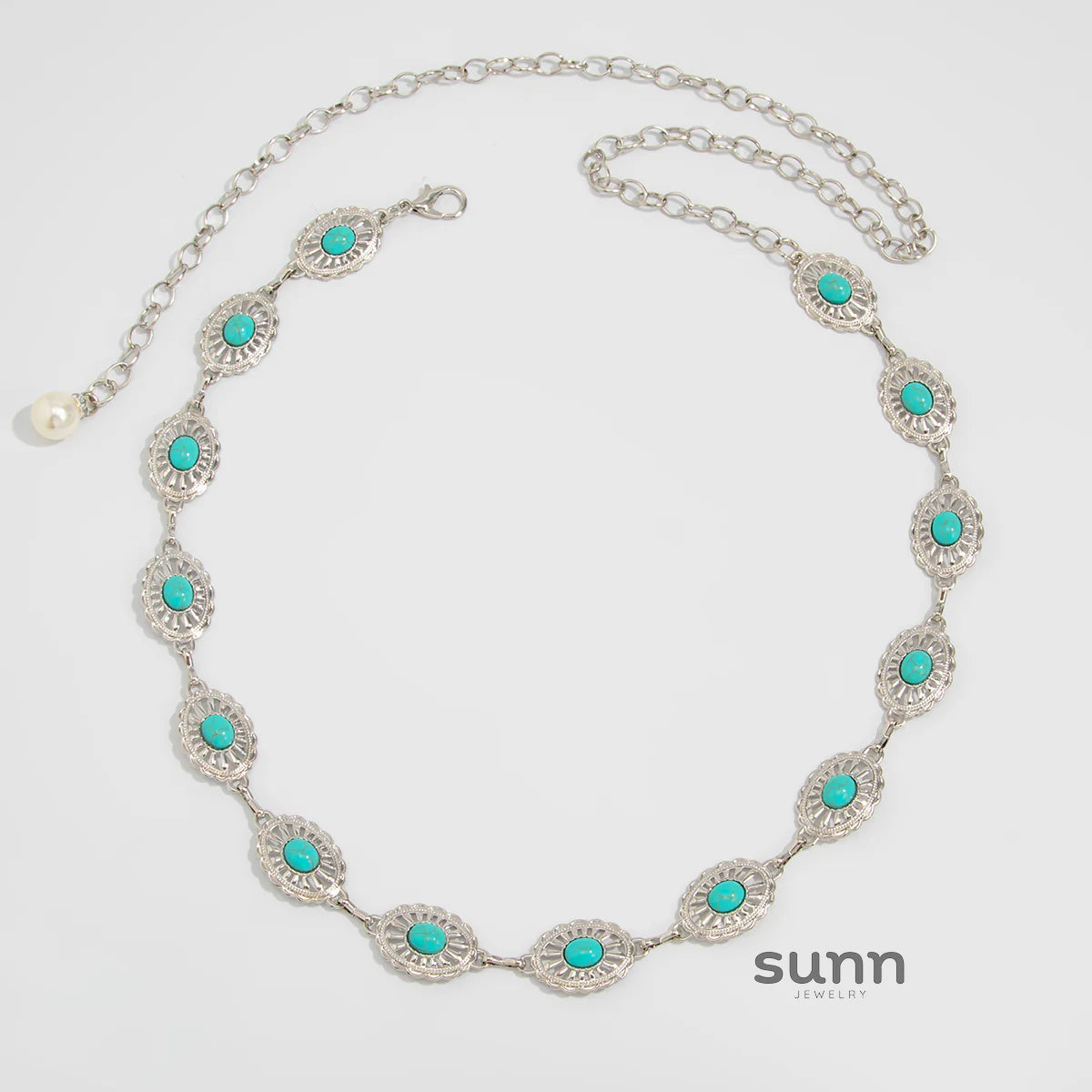 Brissa Faux Pearl Turquoise Waist Chain