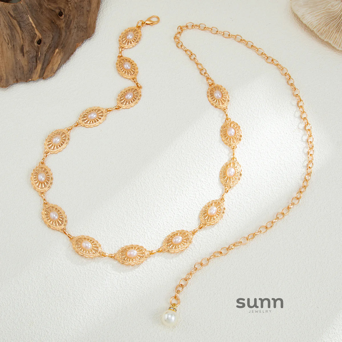 Brissa Faux Pearl Turquoise Waist Chain
