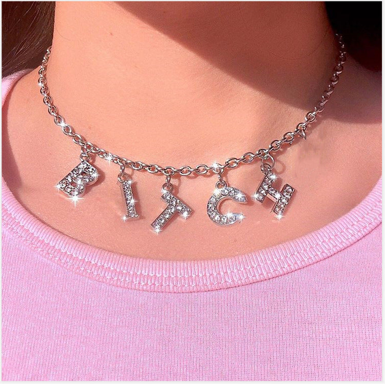 Britain Crystal Word Necklace [U0WVOONR]