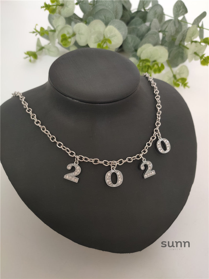 Britain Crystal Word Necklace [818JD885]