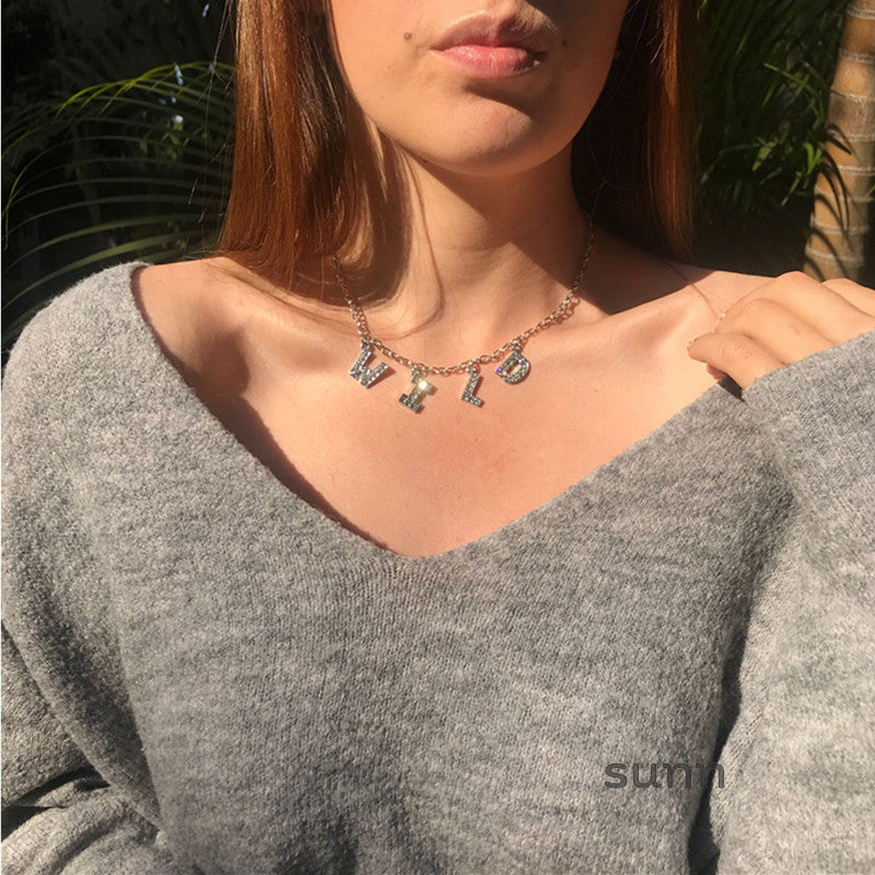 Britain Crystal Word Necklace [8HQDBXK8]