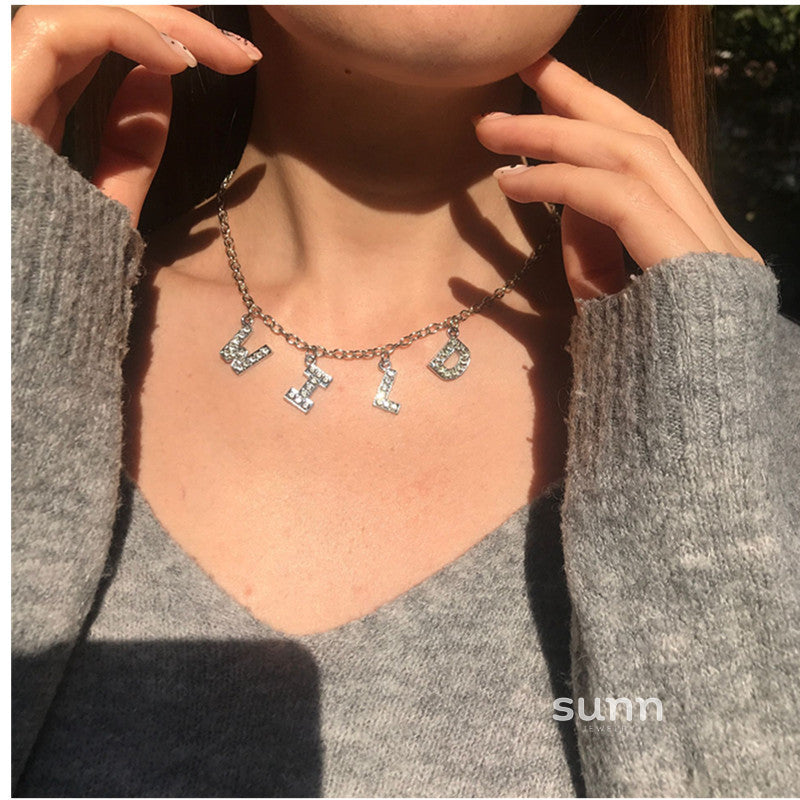 Britain Crystal Word Necklace [9Z89QGOV]