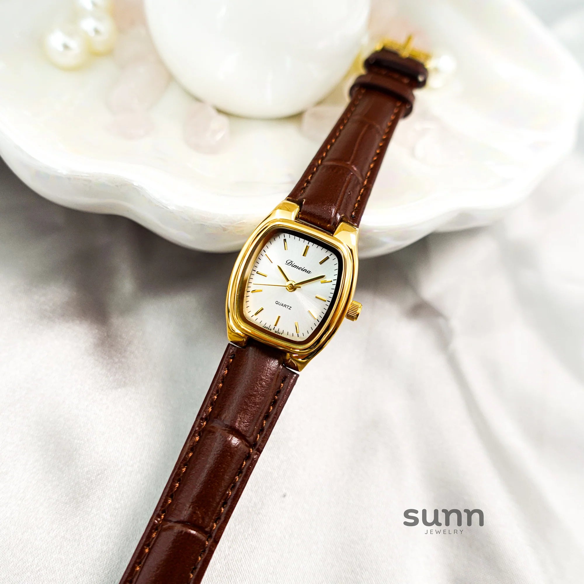 Britney Tonneau Leather Watch