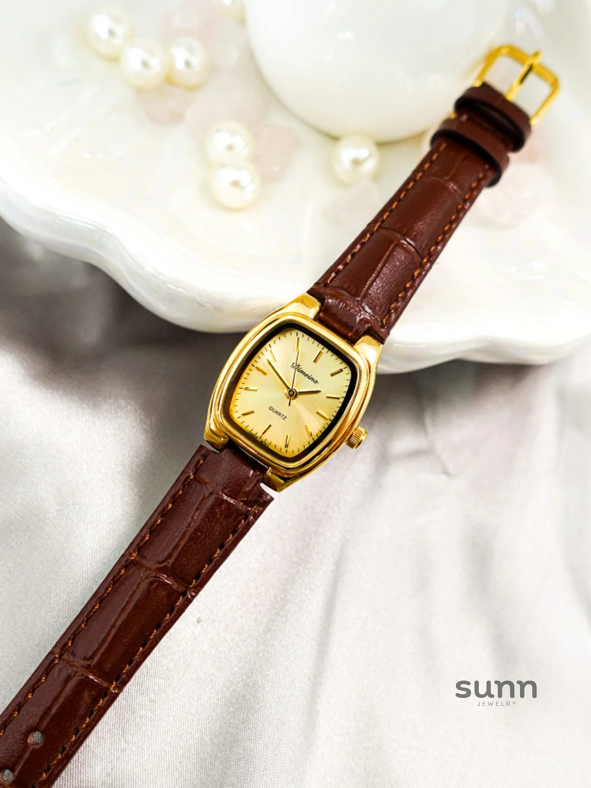 Britney Tonneau Leather Watch