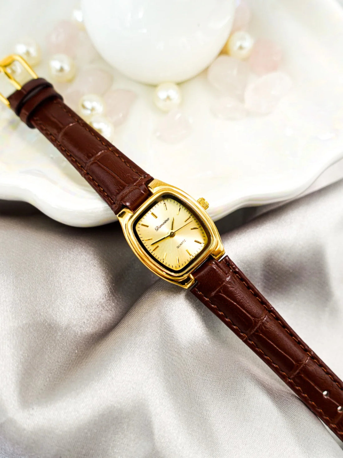 Britney Tonneau Leather Watch