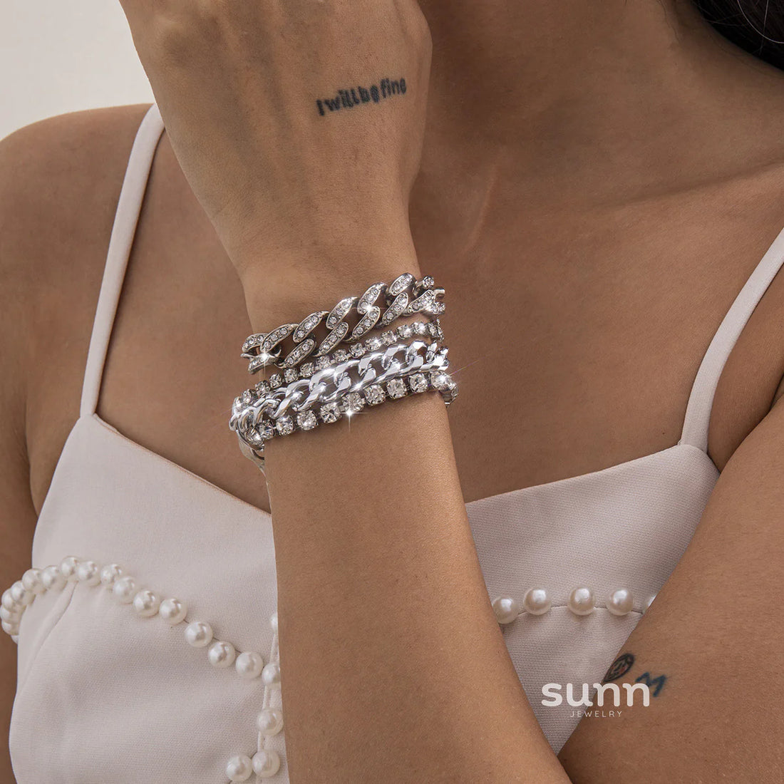 Brookelyn Pave Cuban Bracelet Set