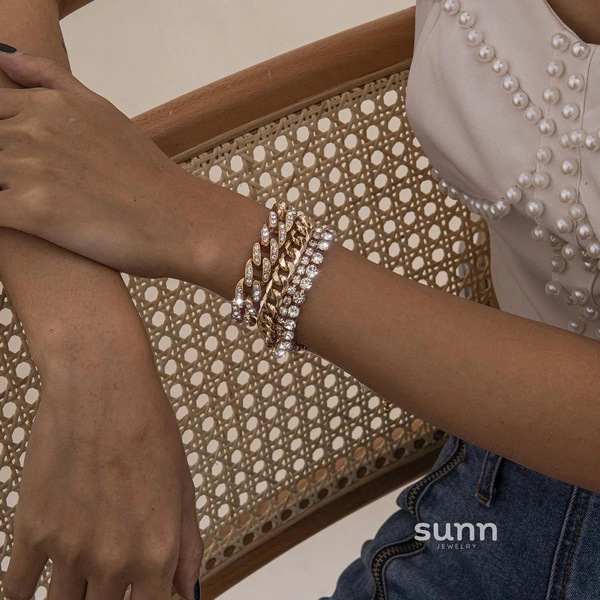Brookelyn Pave Cuban Bracelet Set
