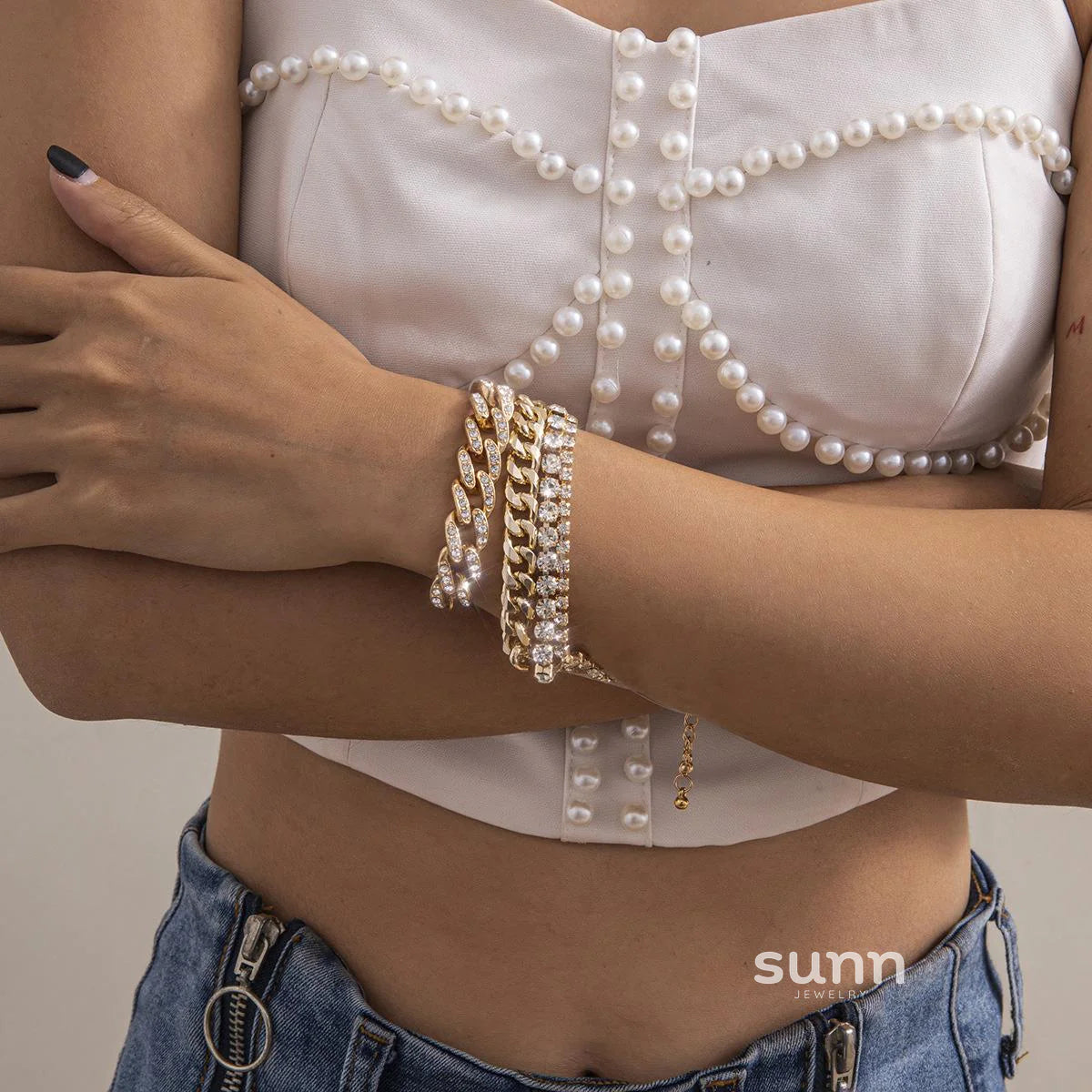 Brookelyn Pave Cuban Bracelet Set