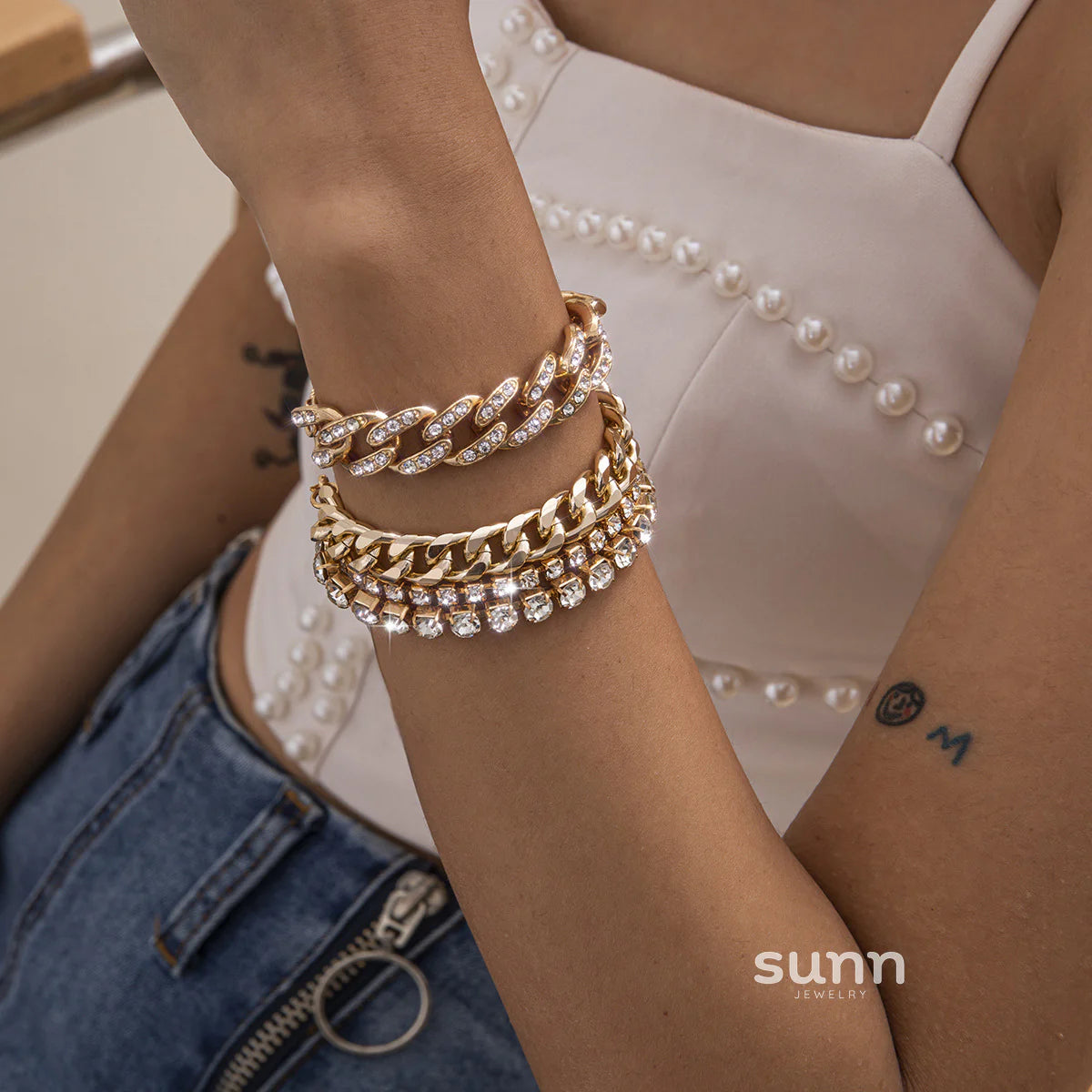 Brookelyn Pave Cuban Bracelet Set