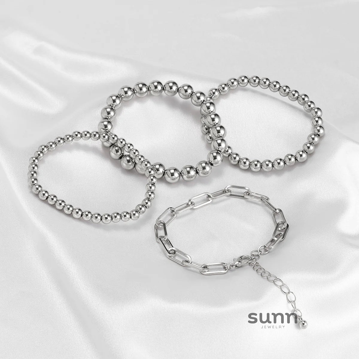Bruchy Punk Silver Bracelet Set