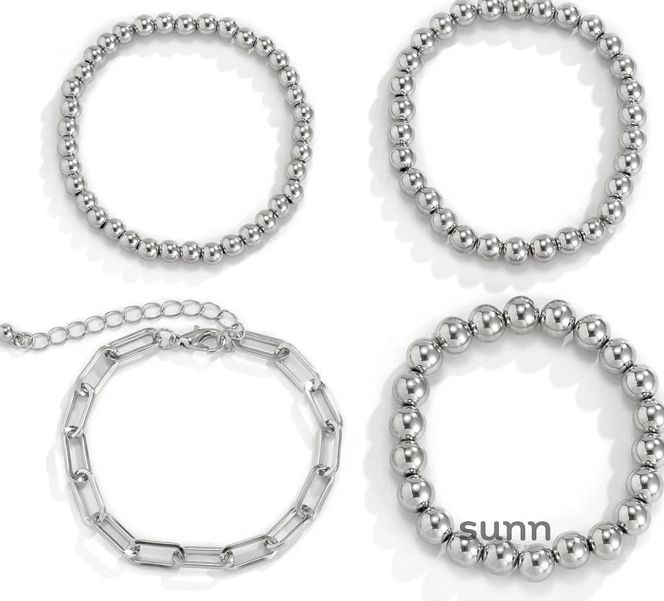 Bruchy Punk Silver Bracelet Set
