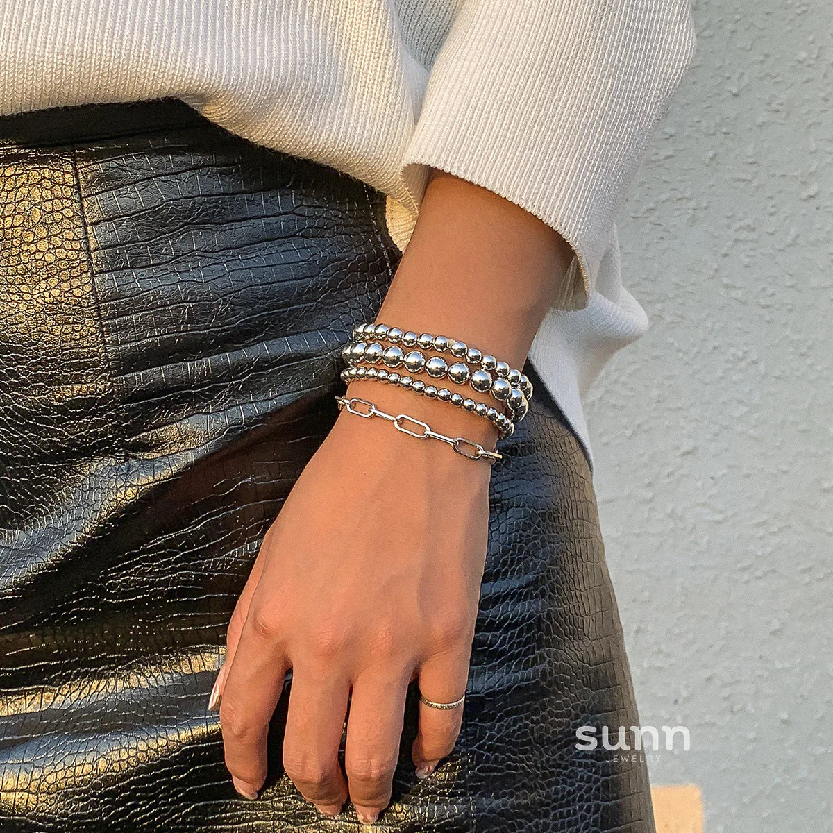 Bruchy Punk Silver Bracelet Set
