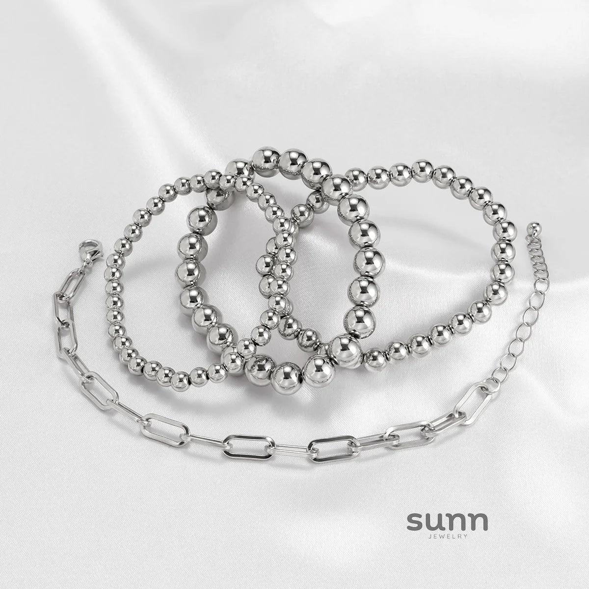 Bruchy Punk Silver Bracelet Set