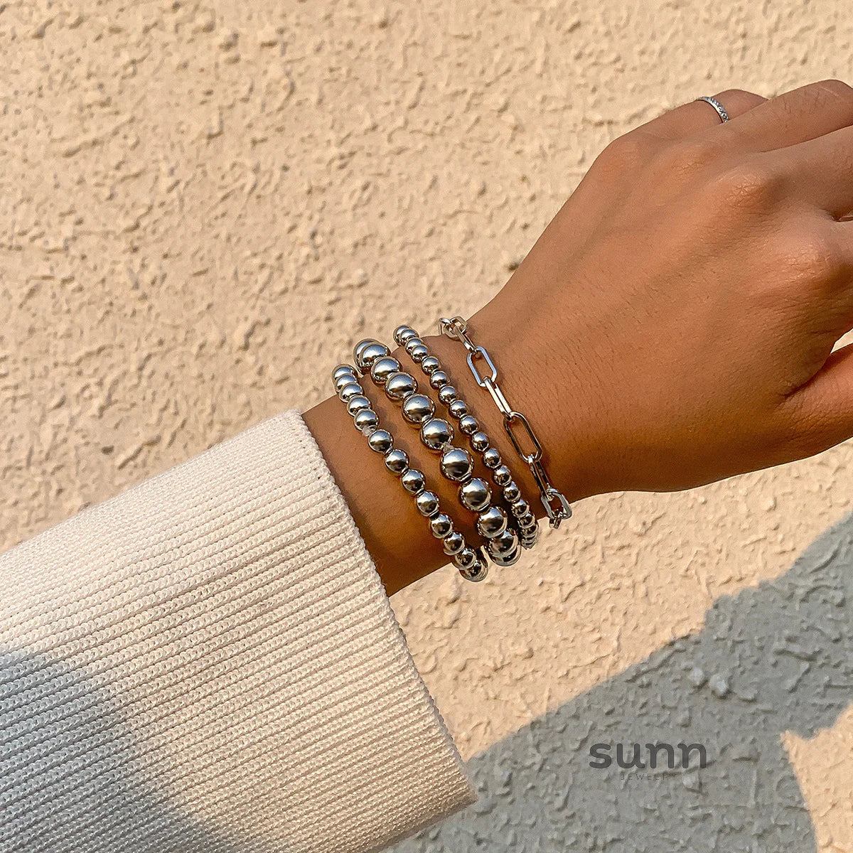 Bruchy Punk Silver Bracelet Set