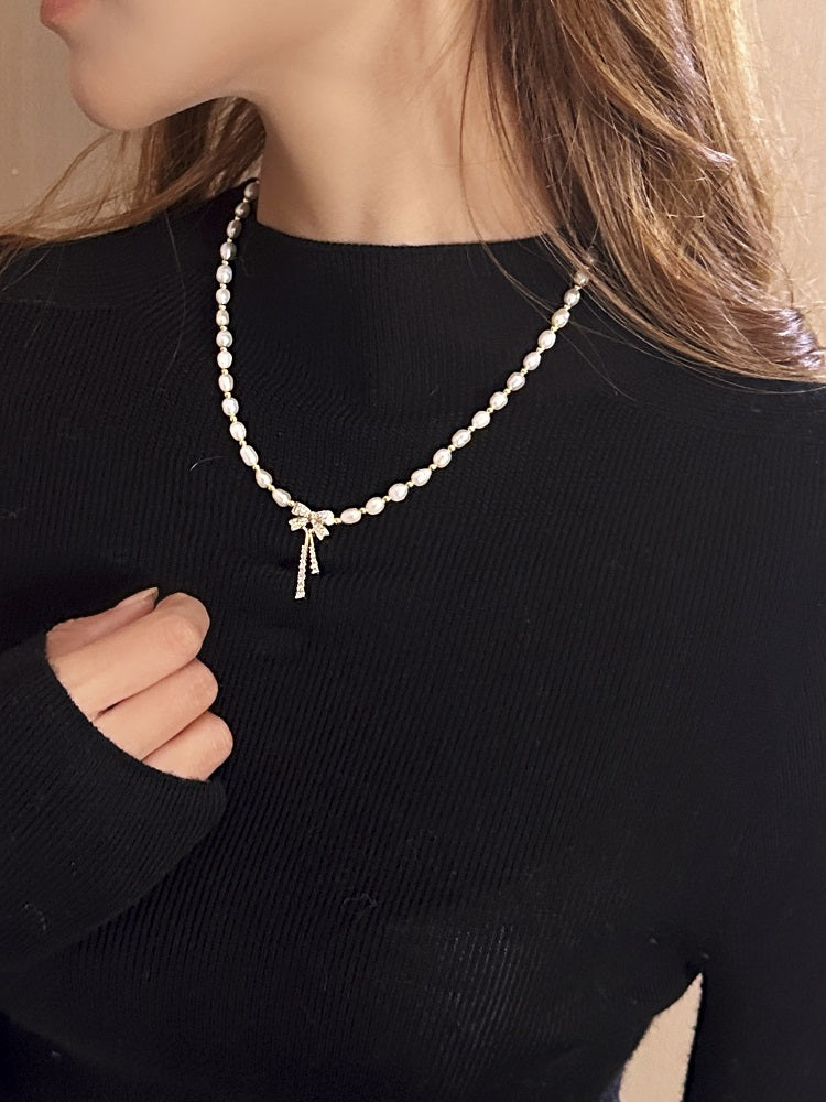 Bryar Freshwater Pearl Bow Necklace [N8YKJ9U8]