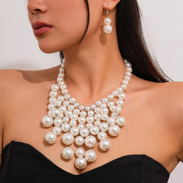 Bryce Pearl Tassel Necklace Set [YSKLWLMZ]