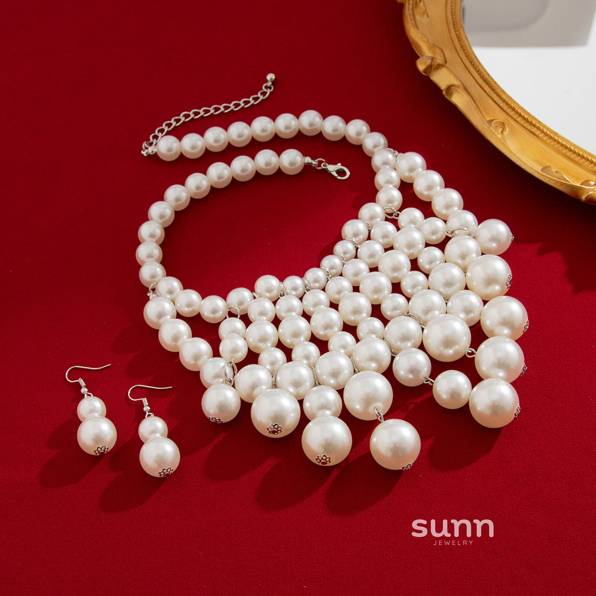 Bryce Pearl Tassel Necklace Set [3NYXRVZM]