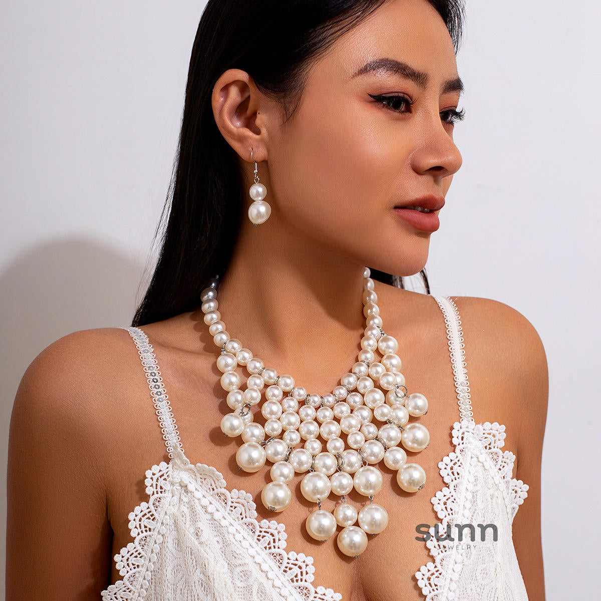 Bryce Pearl Tassel Necklace Set [TU4BKY0C]