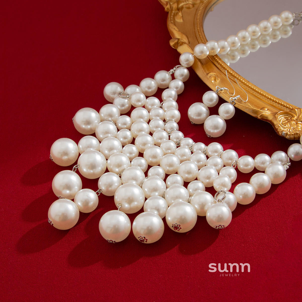 Bryce Pearl Tassel Necklace Set [MKHNPEFP]