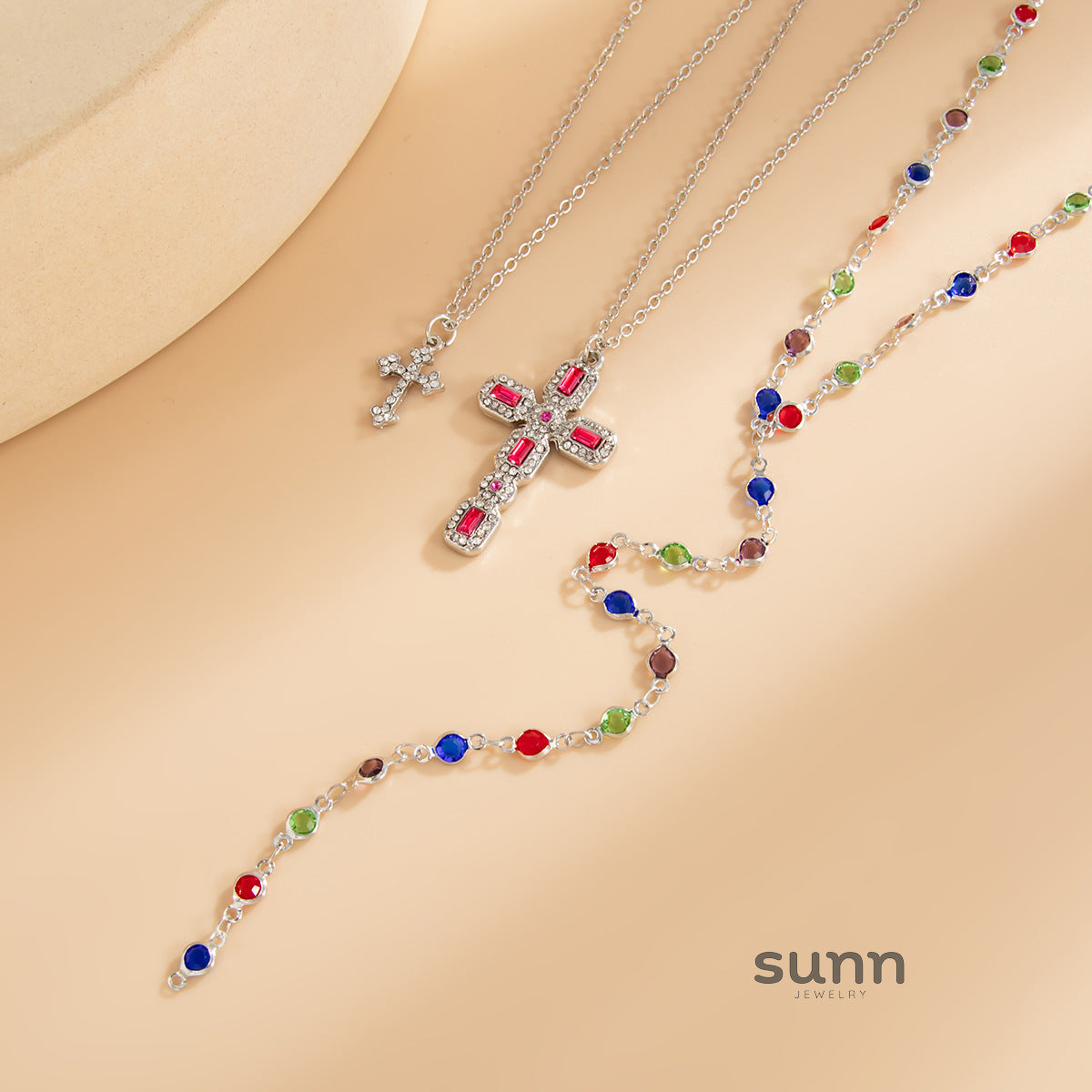 Brynlee Layered Tassel Cross Necklace [8M3GE3SR]