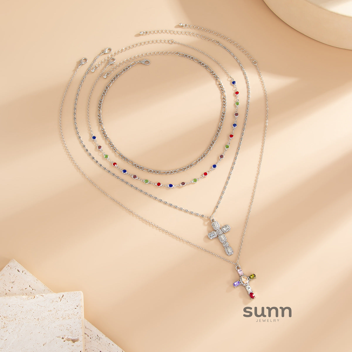 Brynlee Layered Tassel Cross Necklace [NO1DVHVJ]